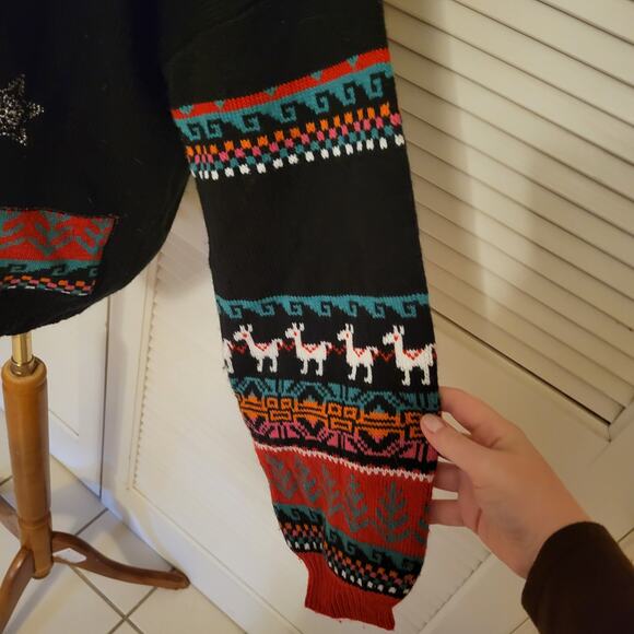 Alpaca Christmas Sweater Tassel Trim Holiday Time XL 16 18 Oversized Festive - Picture 7 of 8